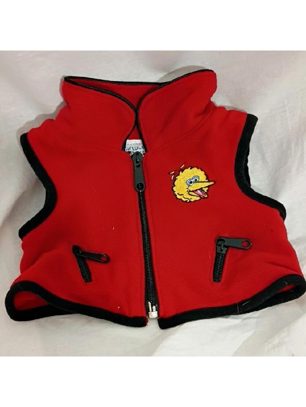 EUC Build A Bear Sesame Street Big Bird Red Zip Up Vest BABW Stuffed Animal 2006